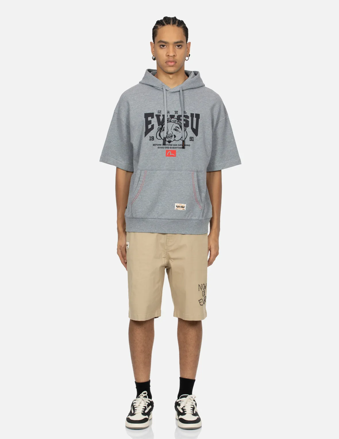 Godhead Embroidery and Multi-prints Loose Fit Short-Sleeve Hooded Sweatshirt sold by Evisu product image thumbnail 5