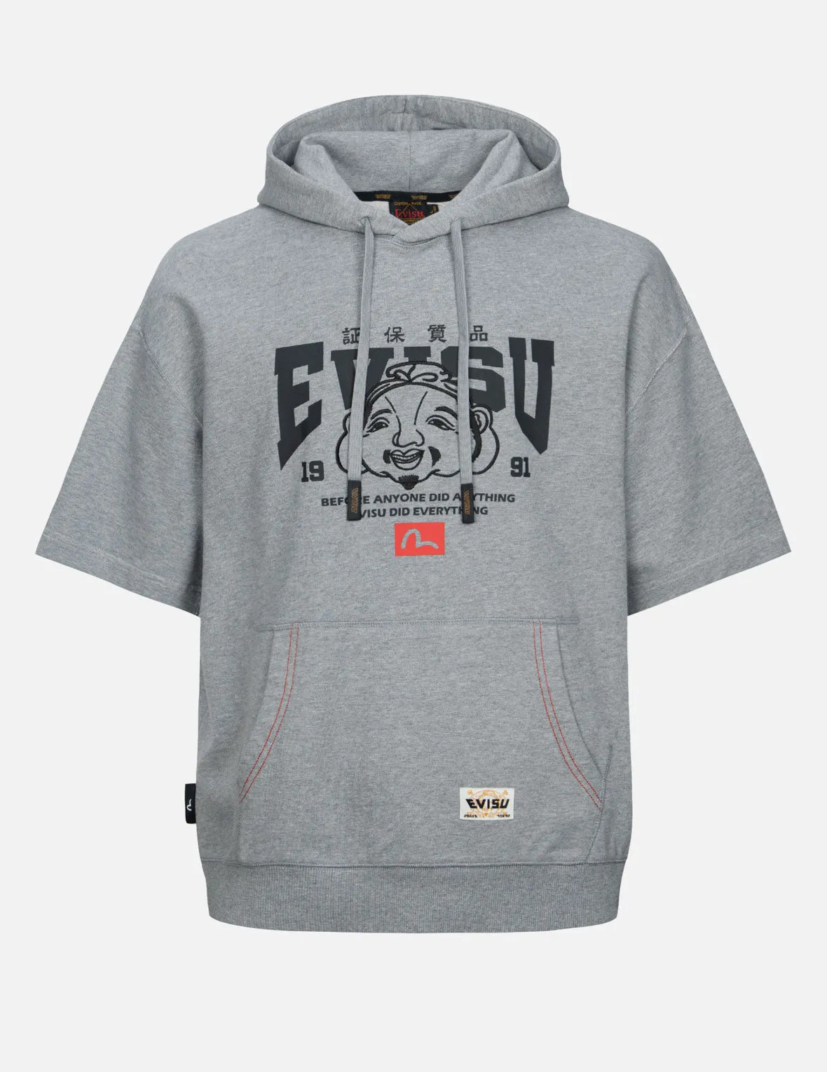 Godhead Embroidery and Multi-prints Loose Fit Short-Sleeve Hooded Sweatshirt sold by Evisu