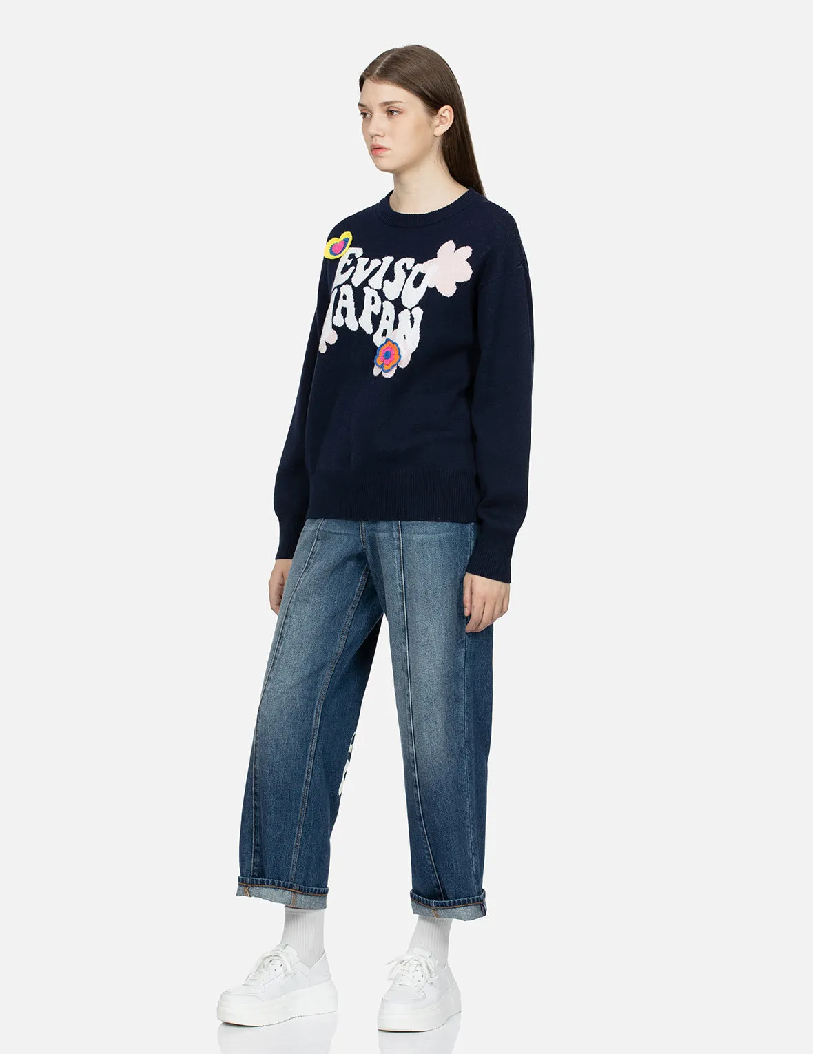 Text Jacquard Fashion Fit Knit Sweater with Crochet Badges sold by Evisu product image thumbnail 3