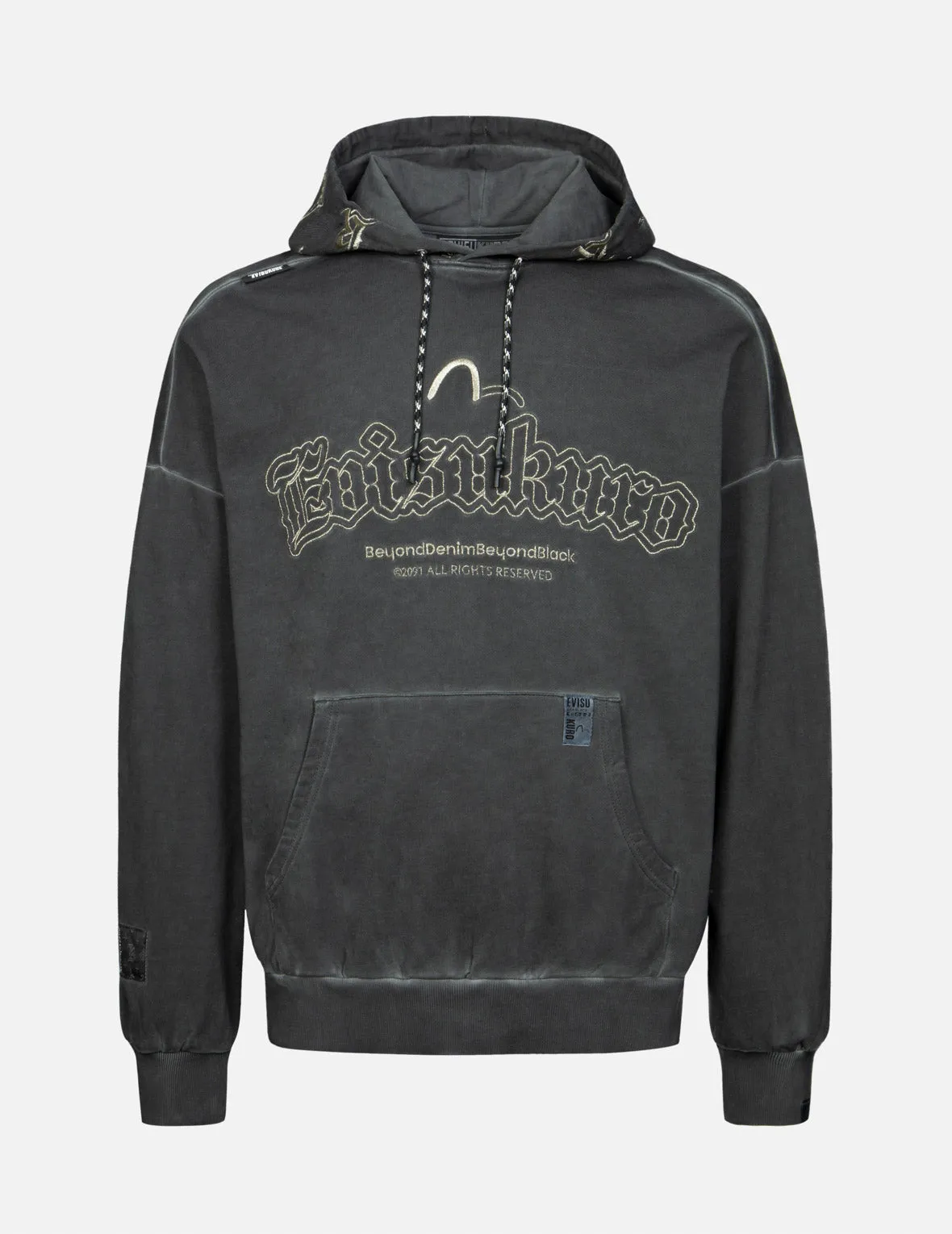 Monogram Embroidery Garment Dye Oversized Hoodie sold by Evisu