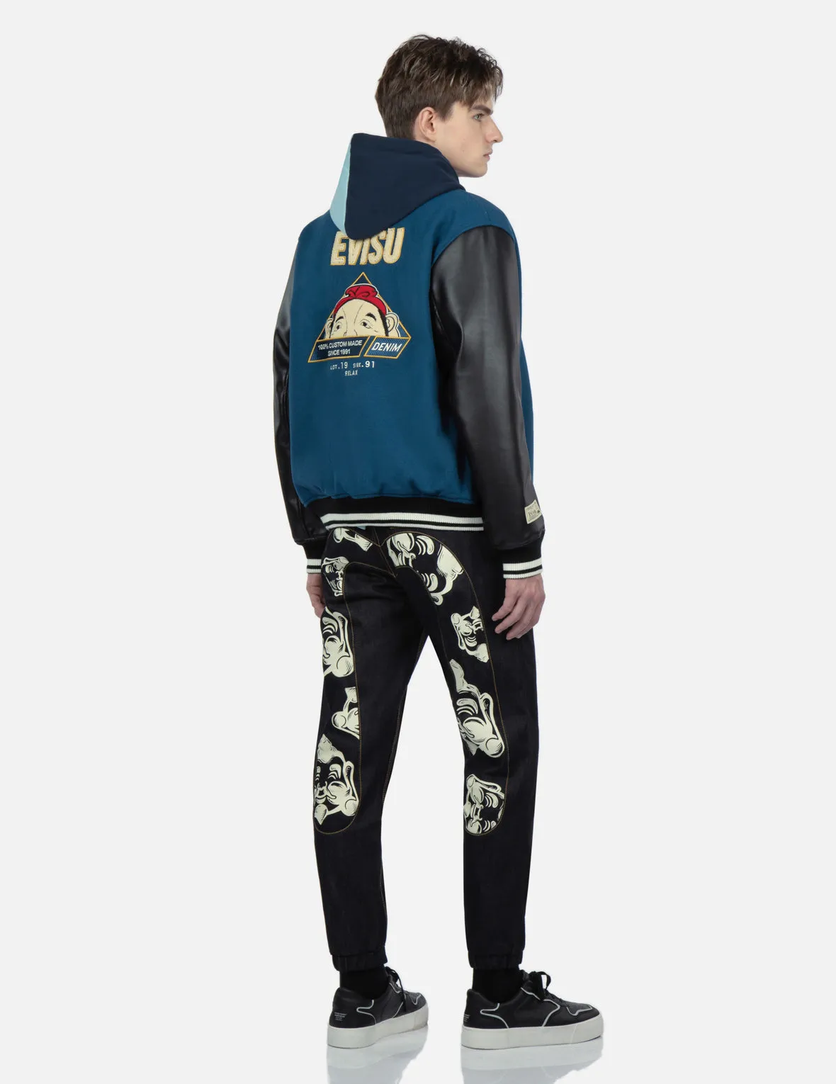 “Hide-and-Seek” Godhead Appliqué Baseball Jacket sold by Evisu product image thumbnail 5