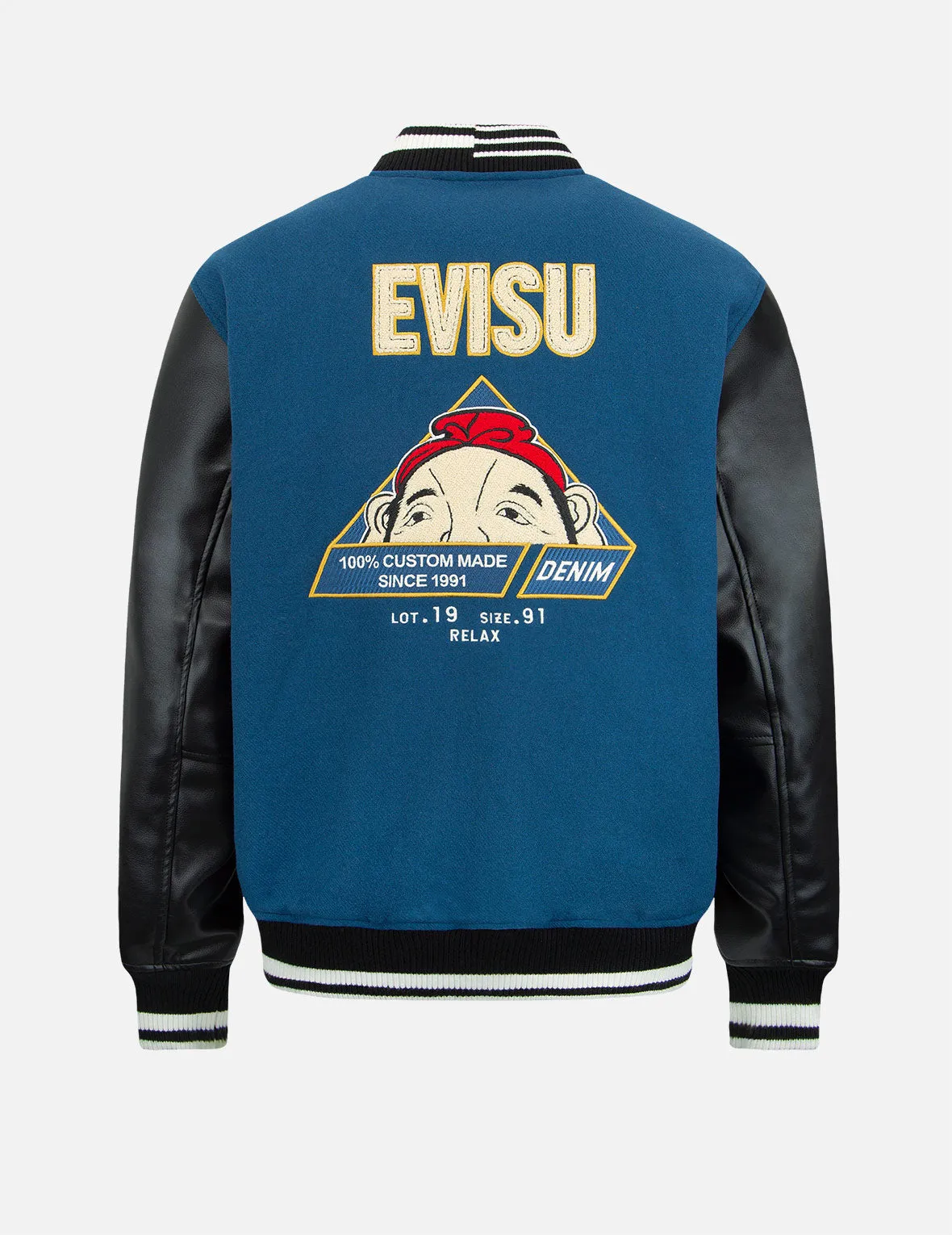 “Hide-and-Seek” Godhead Appliqué Baseball Jacket sold by Evisu product image thumbnail 2