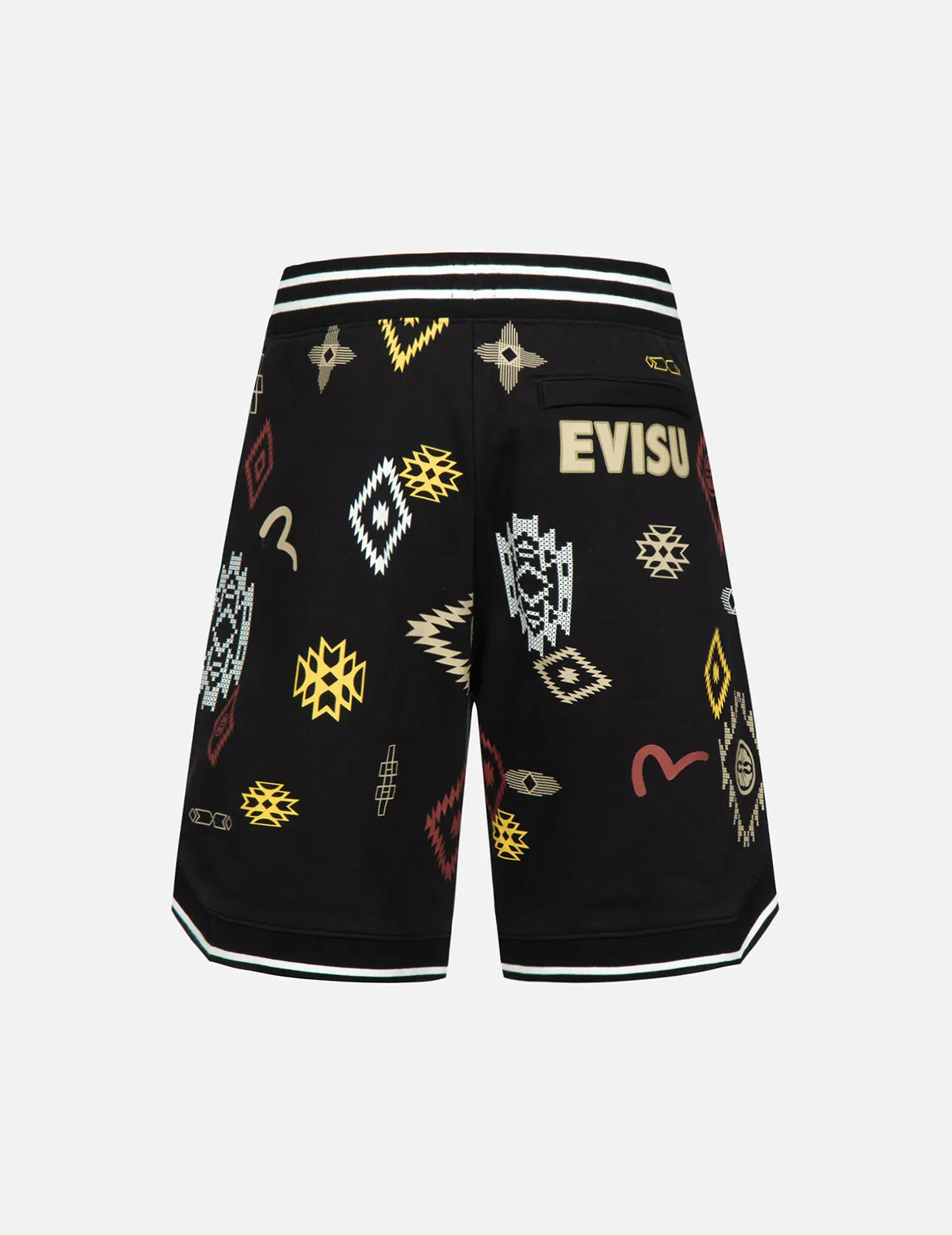 Allover Nomadic-pattern Print Sweat Shorts sold by Evisu