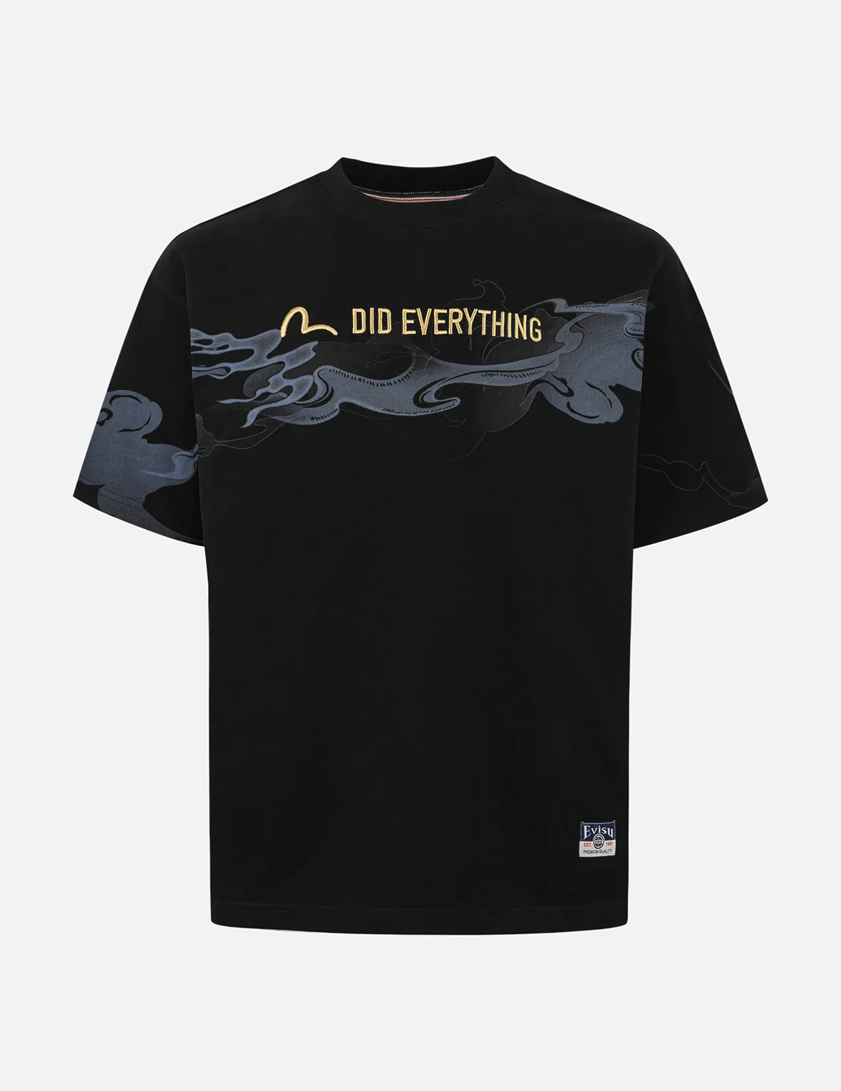 Cloud Print and Logo Sashiko Embroidery Relax Fit T-shirt sold by Evisu