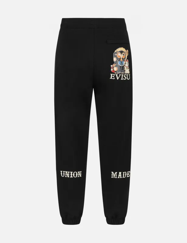 Tanuki Print Straight Fit Sweatpants sold by Evisu
