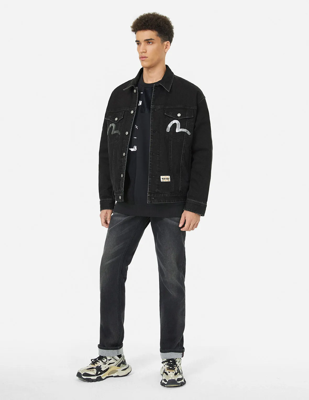 Graffiti-Style Daicock Print Loose Fit Denim Jacket sold by Evisu product image thumbnail 4