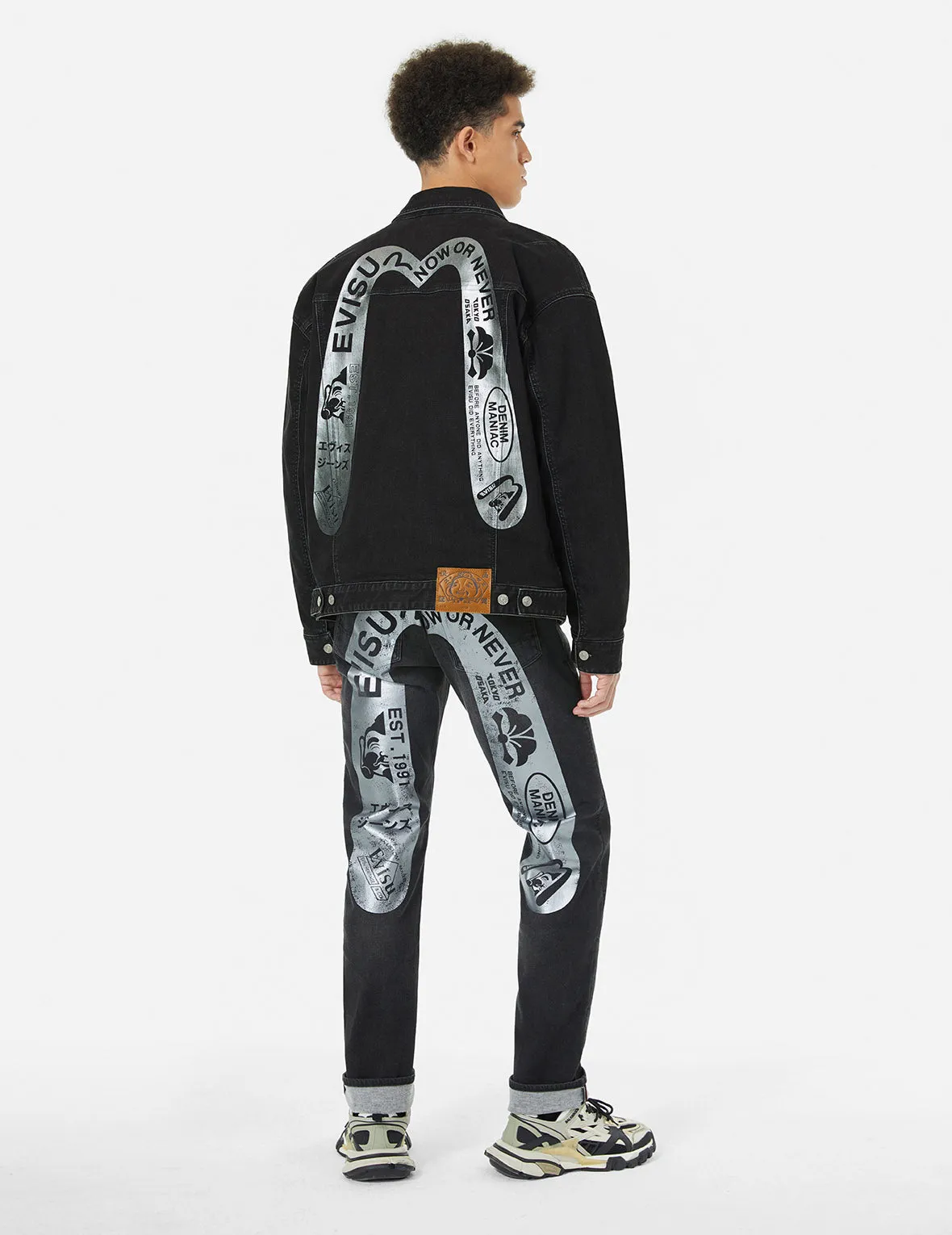 Graffiti-Style Daicock Print Loose Fit Denim Jacket sold by Evisu product image thumbnail 3