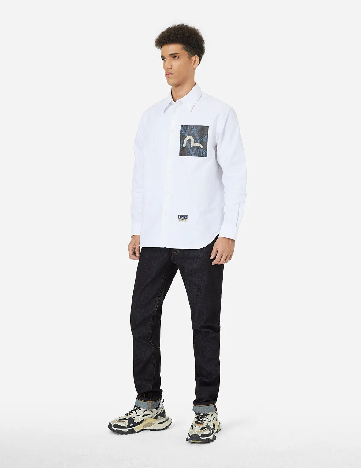 Patchwork Daicock Insert and Wheel Of Wisdom Embroidery Carrot Fit Jeans #2017 sold by Evisu product image thumbnail 4