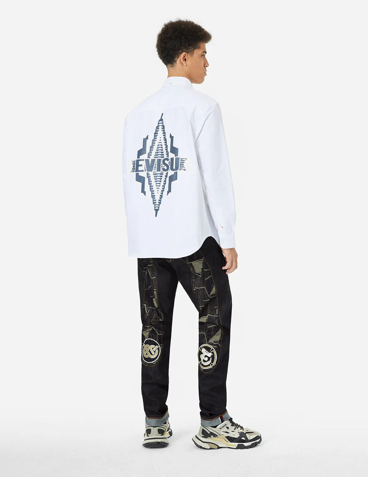 Patchwork Daicock Insert and Wheel Of Wisdom Embroidery Carrot Fit Jeans #2017 sold by Evisu product image thumbnail 3
