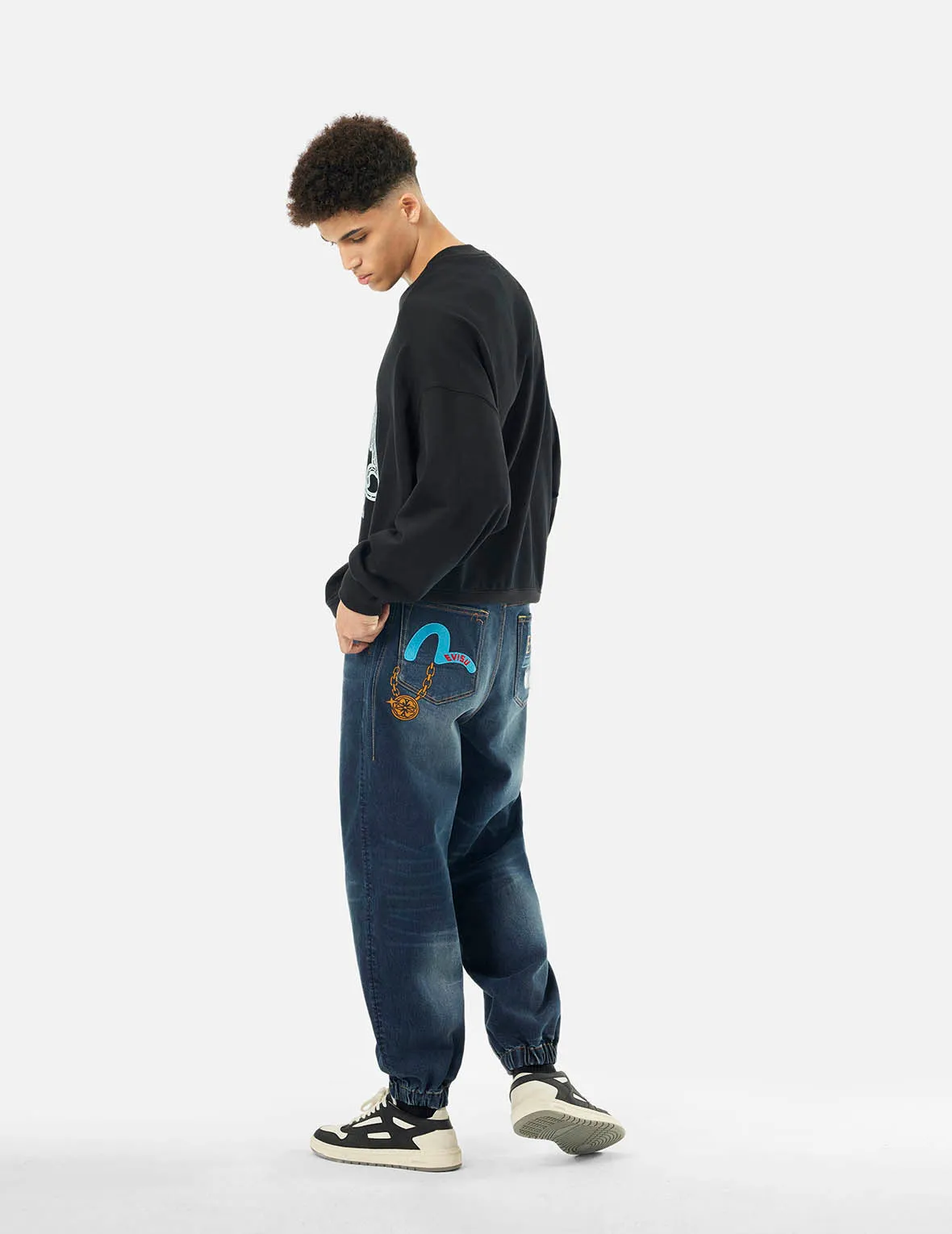 Multi-designed Pattern Baggy Denim Joggers sold by Evisu product image thumbnail 3
