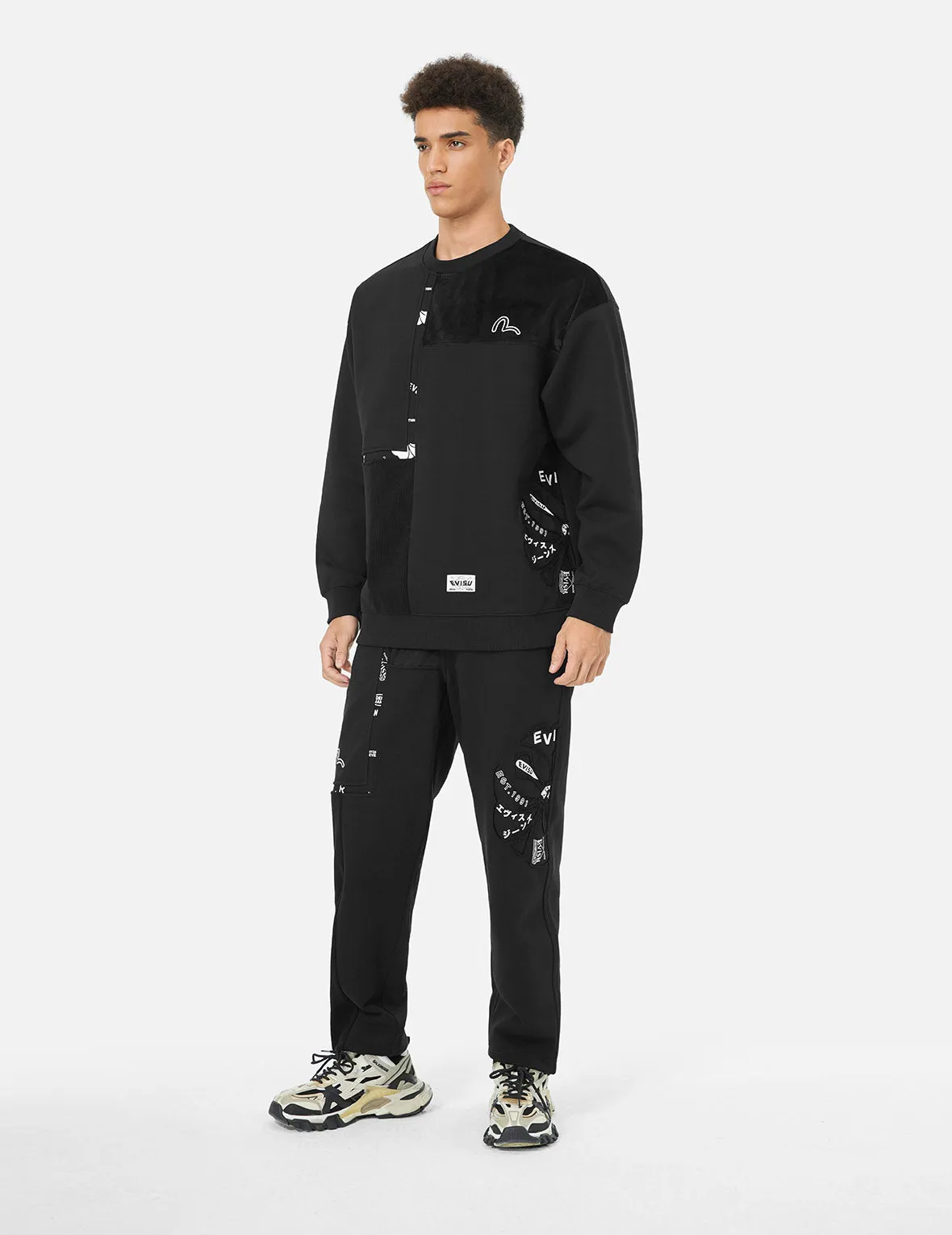 Kamon Appliqué Patchwork Loose Fit Sweatpants sold by Evisu product image thumbnail 3