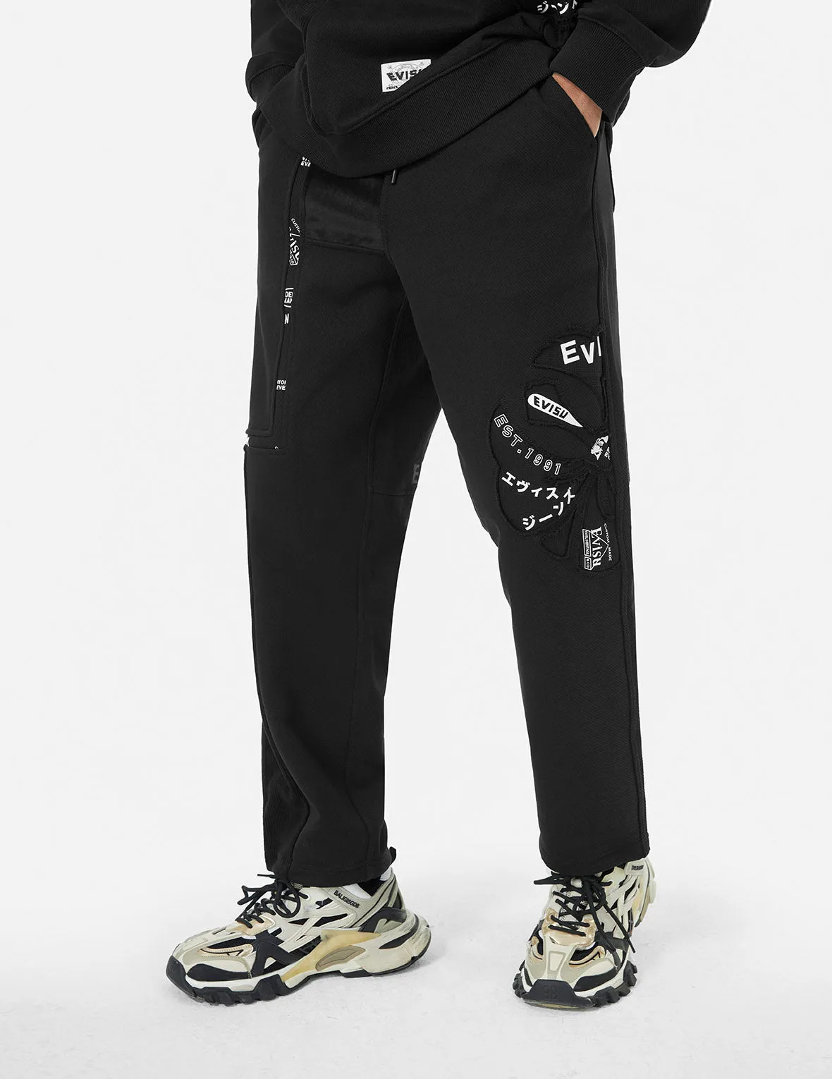 Kamon Appliqué Patchwork Loose Fit Sweatpants sold by Evisu product image thumbnail 5