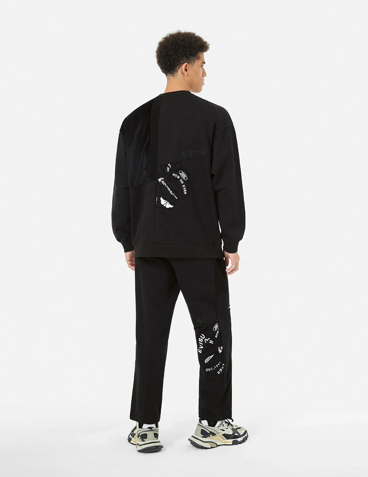 Kamon Appliqué Patchwork Loose Fit Sweatshirt sold by Evisu product image thumbnail 4