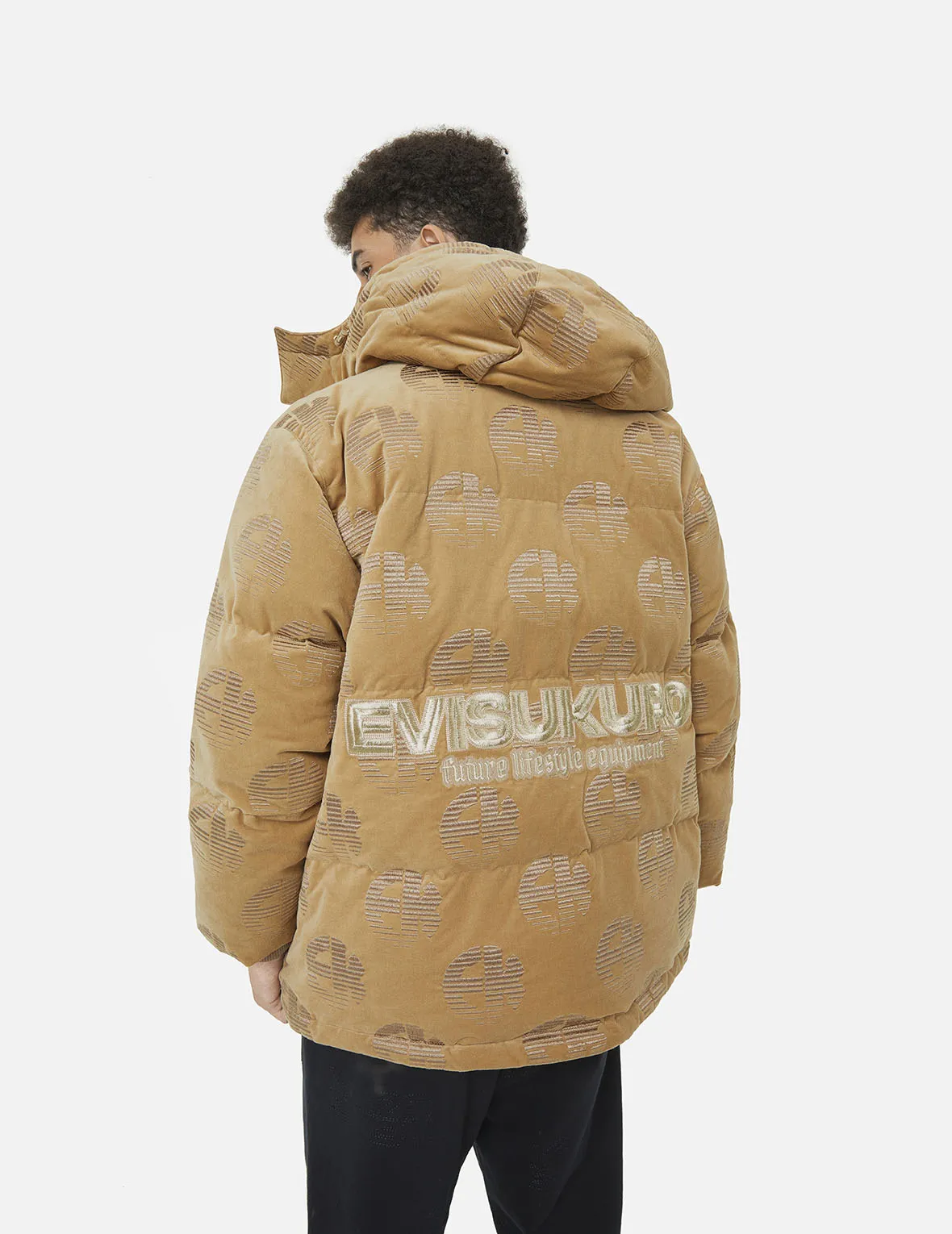 Allover EK Logo Velvet Relax Fit Down Jacket sold by Evisu product image thumbnail 5