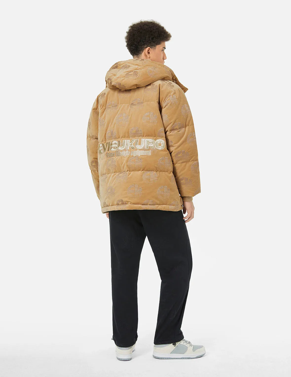 Allover EK Logo Velvet Relax Fit Down Jacket sold by Evisu product image thumbnail 3