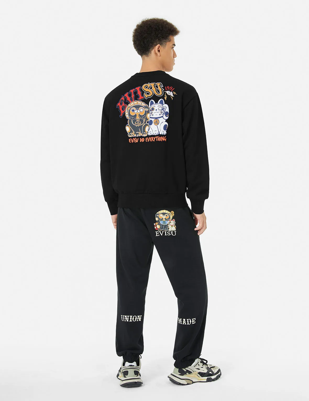 Tanuki amd Fortune Cat Embroidery Relax Fit Sweatshirt sold by Evisu product image thumbnail 3