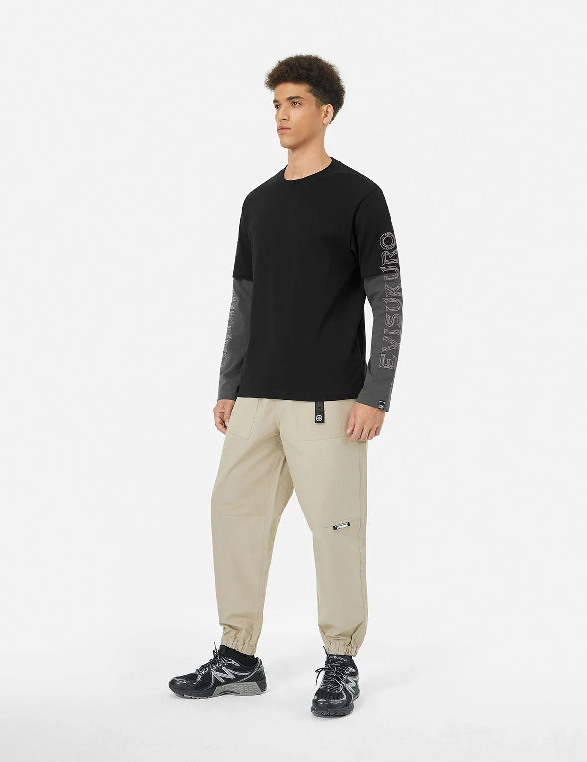 2-in-1 3D Logo Embroidery Loose Fit Long Sleeve T-shirt sold by Evisu product image thumbnail 3