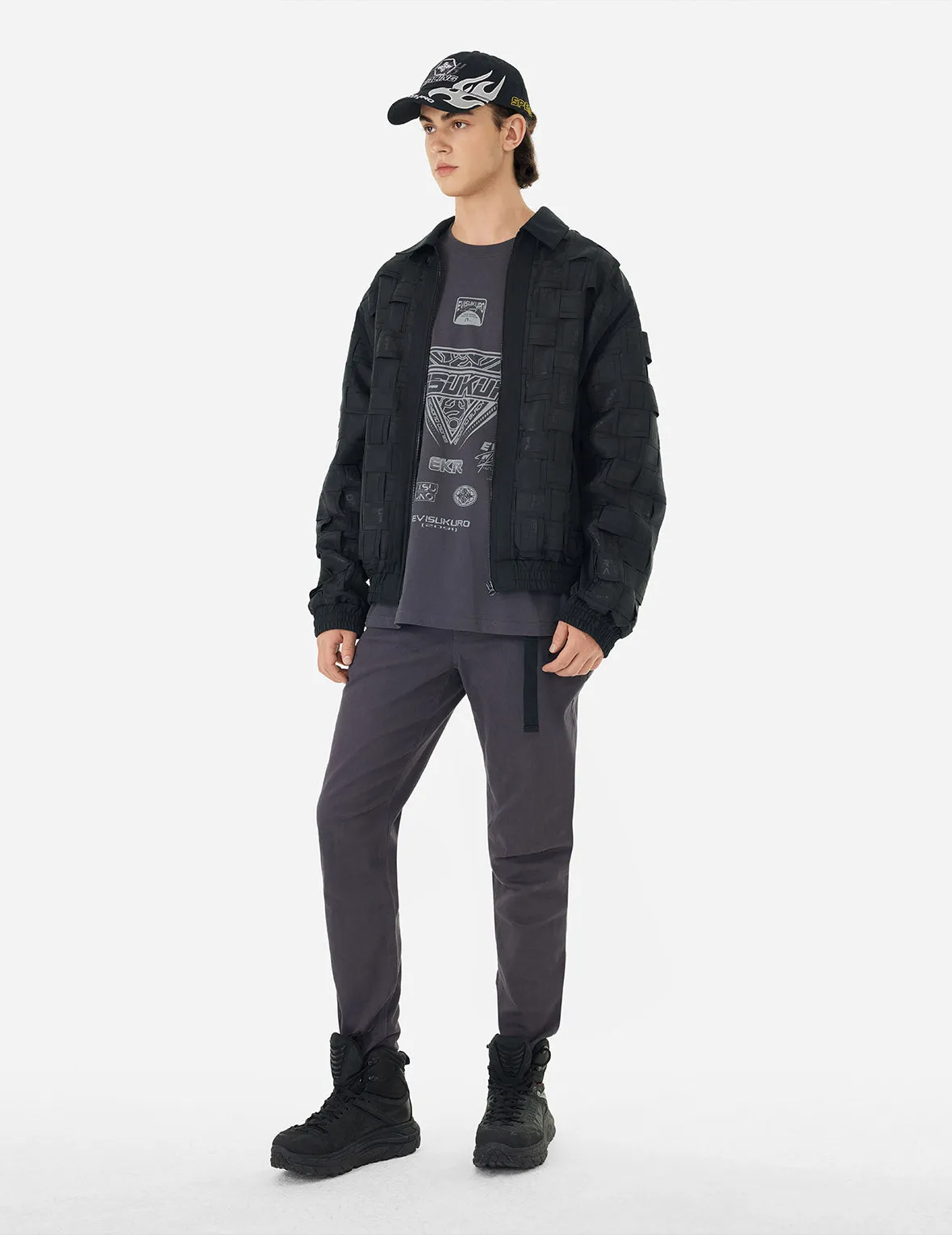 Allover Logo Print Relax Fit Tape Weaving Bomber Jacket sold by Evisu product image thumbnail 3