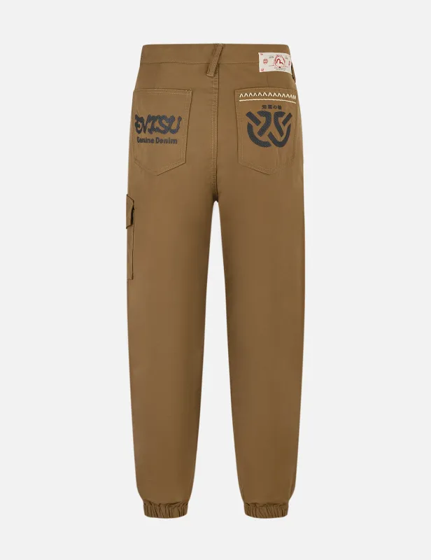 Kamon and Wheel of Wisdom Embroidery Fashion Fit Woven Jogger sold by Evisu