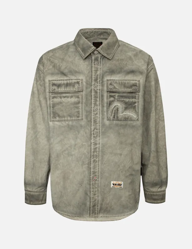 Washed Seagull Embroidery Loose Fit Shirt sold by Evisu