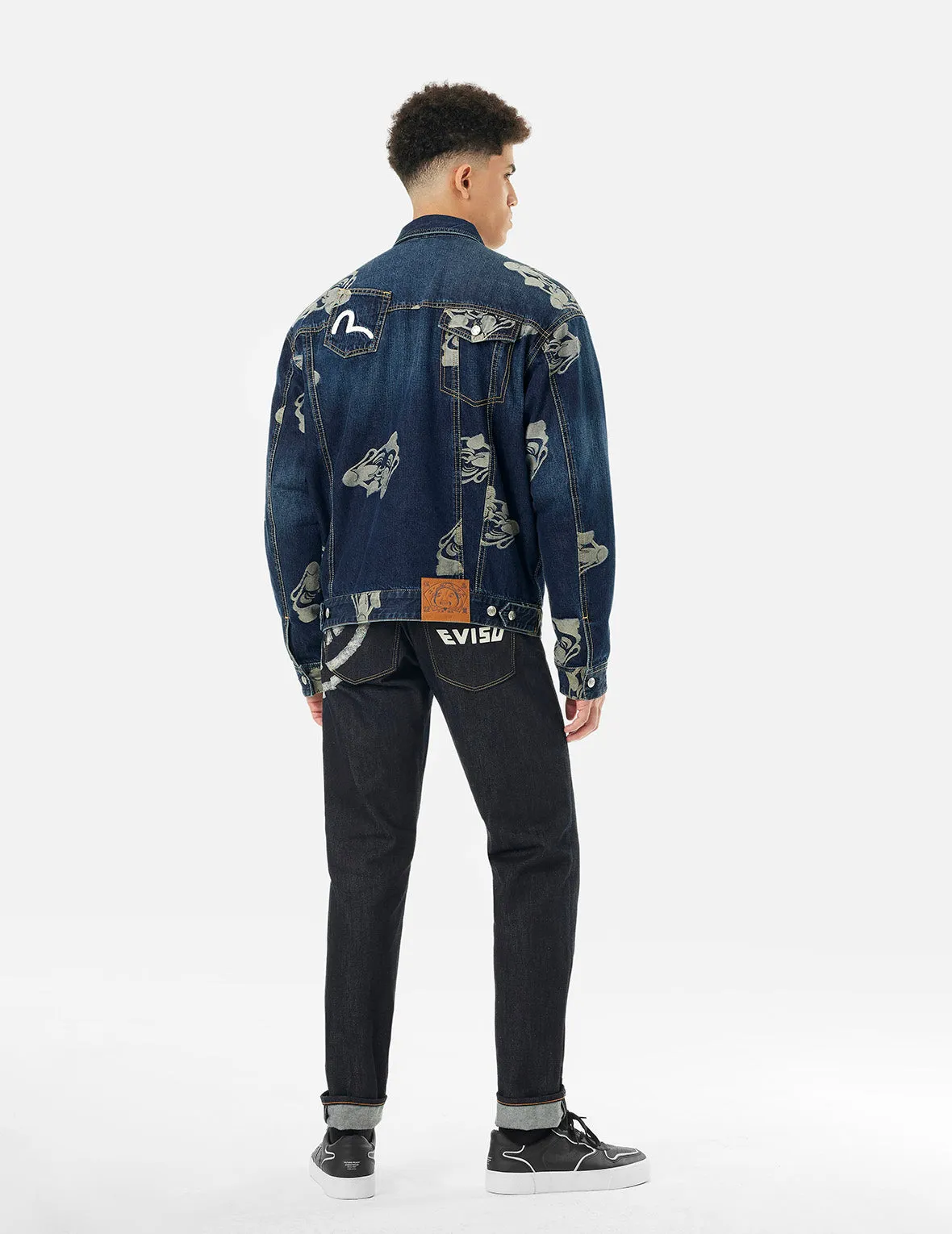 Allover Godhead Jacquard and Seagull Embroidery Loose Fit Deconstructive Denim Jacket sold by Evisu product image thumbnail 4