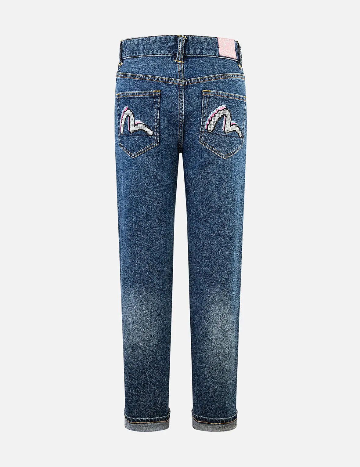 Pixel Seagull Embroidery Relax Jeans sold by Evisu