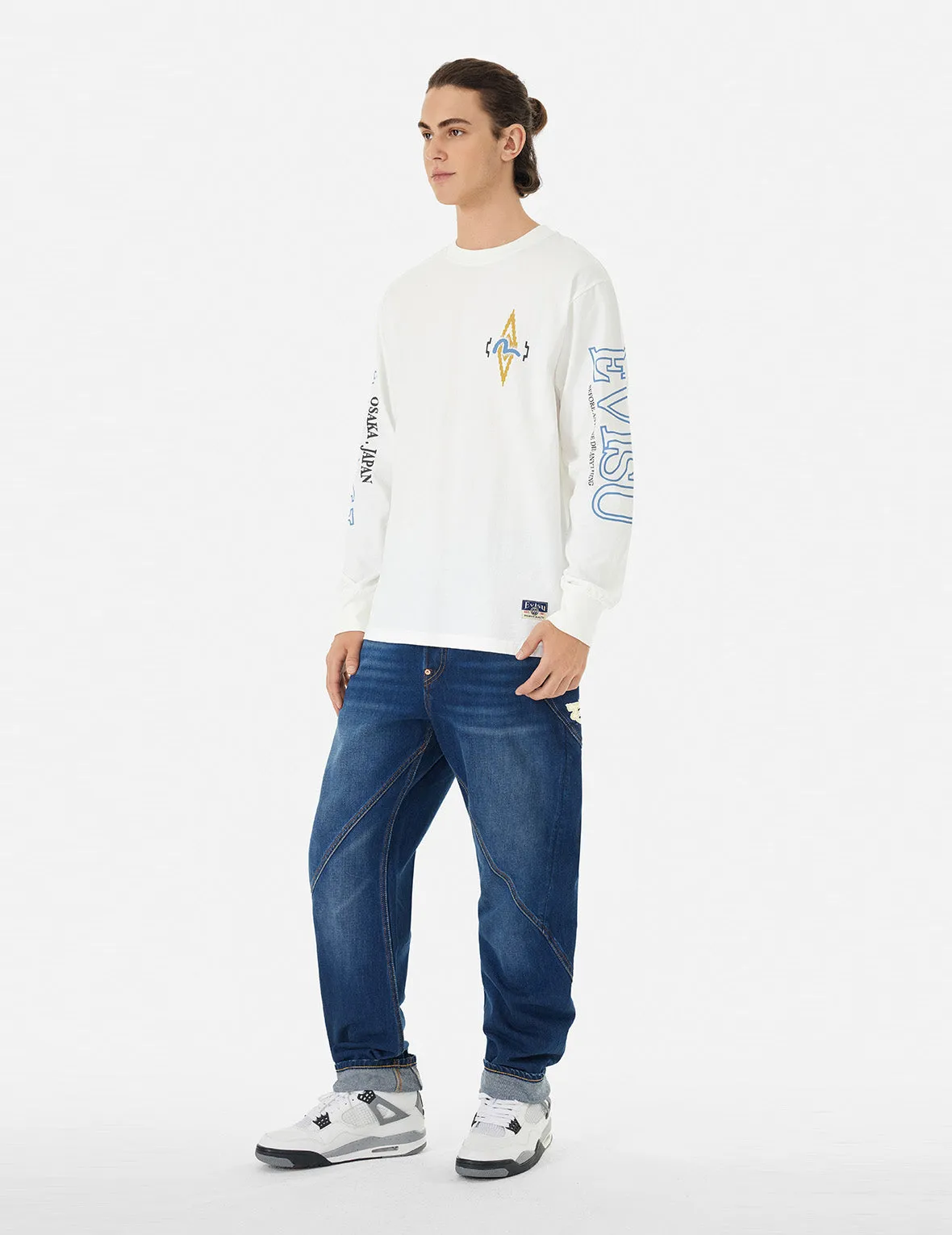Daruma and Logo Print Fashion Fit Long-Sleeve T-Shirt sold by Evisu product image thumbnail 4