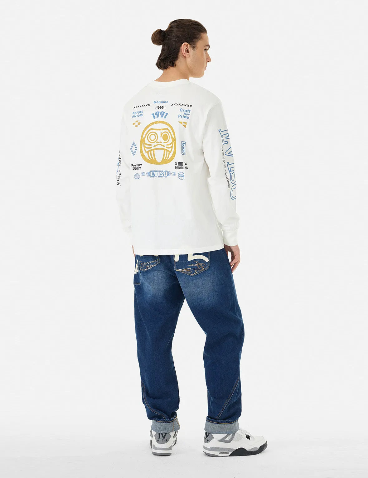 Daruma and Logo Print Fashion Fit Long-Sleeve T-Shirt sold by Evisu product image thumbnail 3