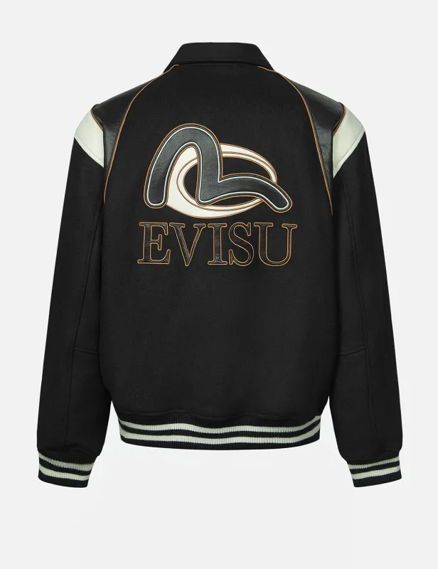 Logo and Seagull Applique Relax Fit Baseball Jacket sold by Evisu