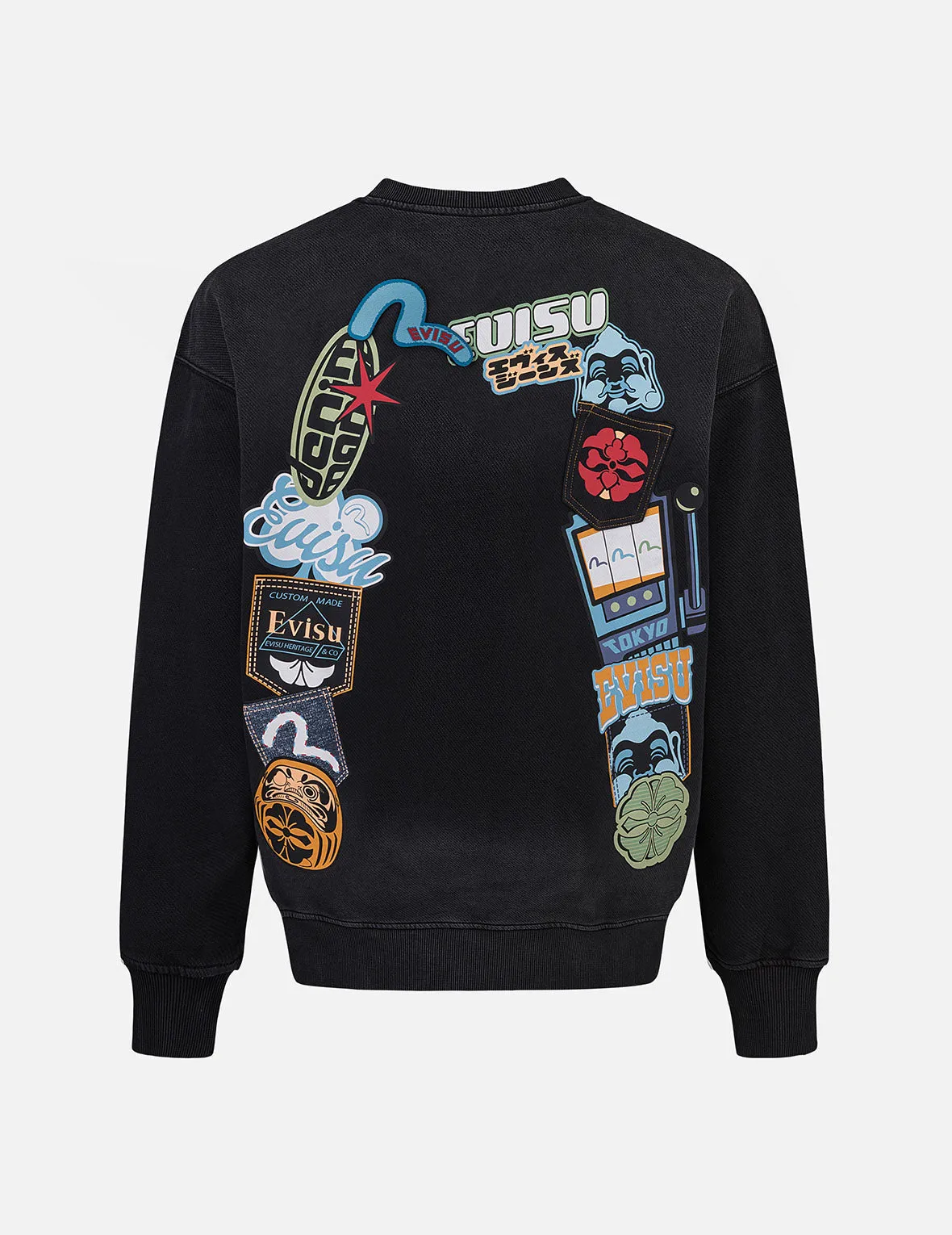 Washed Seagull and Logo Badge Daicock Print Loose Fit Sweatshirt sold by Evisu