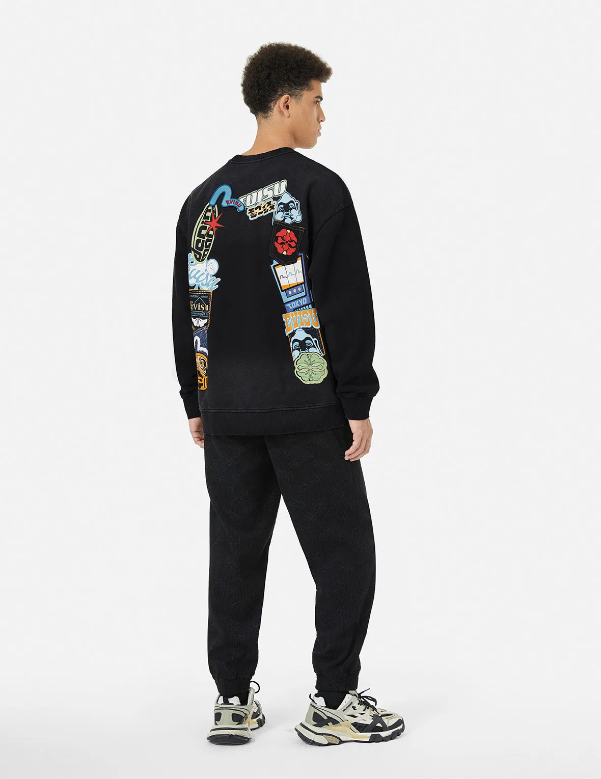 Washed Seagull and Logo Badge Daicock Print Loose Fit Sweatshirt sold by Evisu product image thumbnail 3