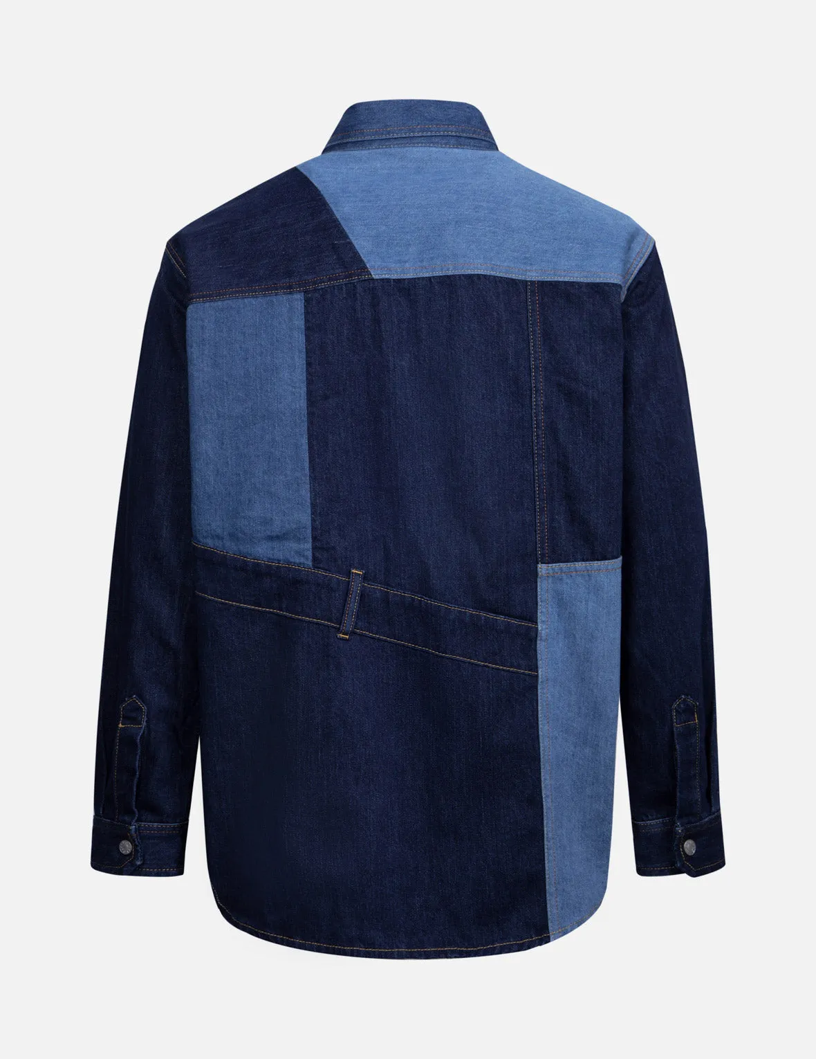 Patchwork with Seagull Embroidery Relax Fit Denim Shirt sold by Evisu product image thumbnail 2