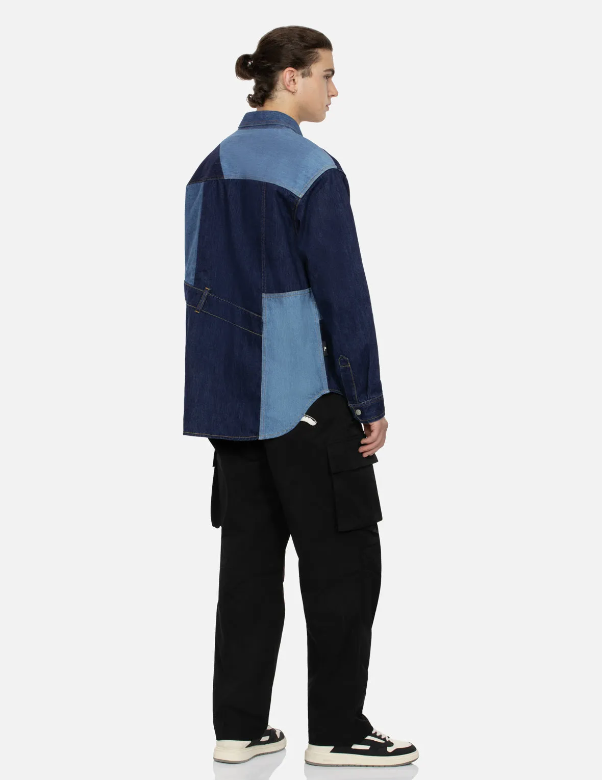 Patchwork with Seagull Embroidery Relax Fit Denim Shirt sold by Evisu product image thumbnail 4