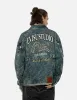 Multi-Print and Embroidery Acid-Wash Fashion Fit Denim Jacket sold by Evisu