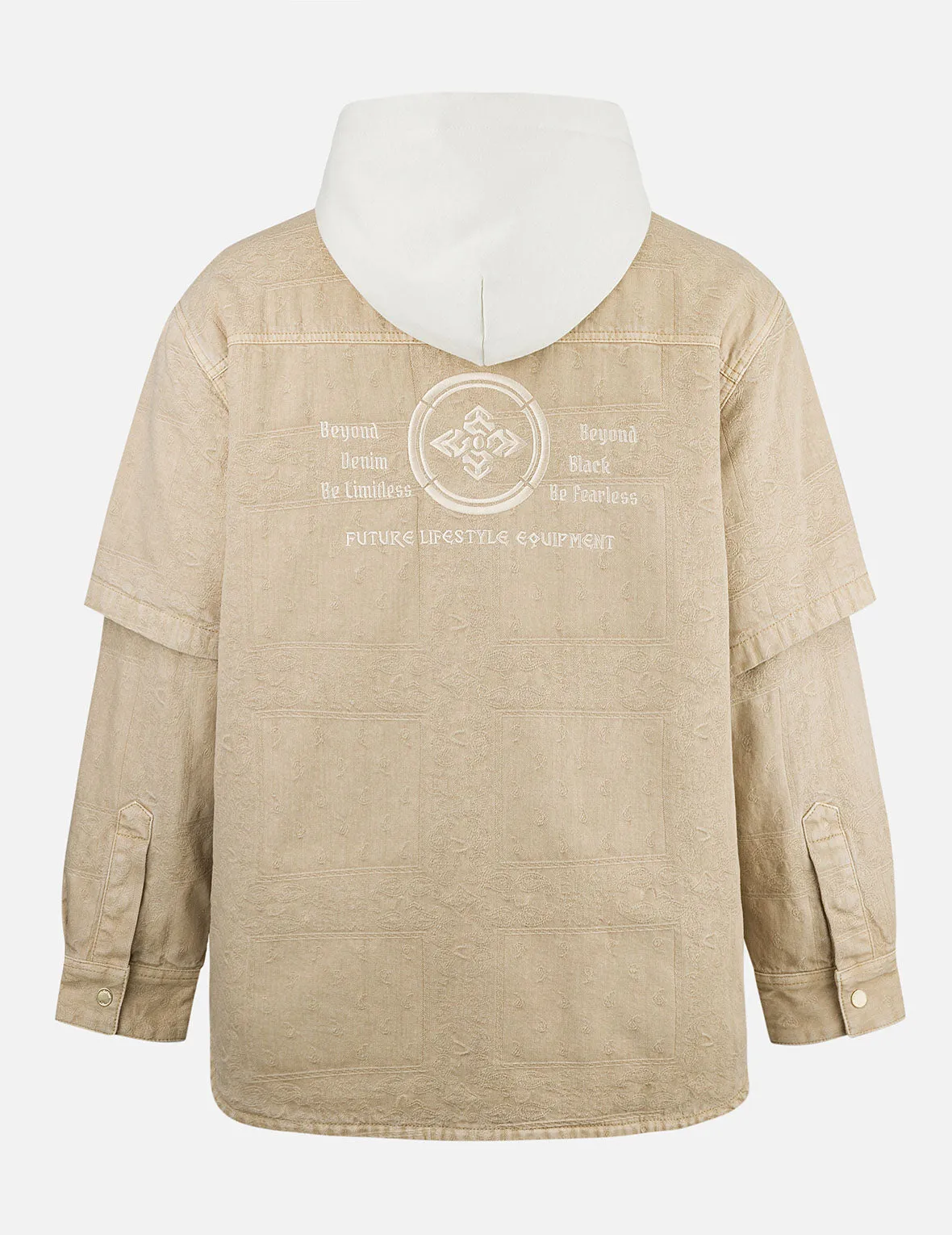 Padded Paisley Jacquard and Embroidery 2-in-1 Loose Fit Shirt Jacket sold by Evisu product image thumbnail 2