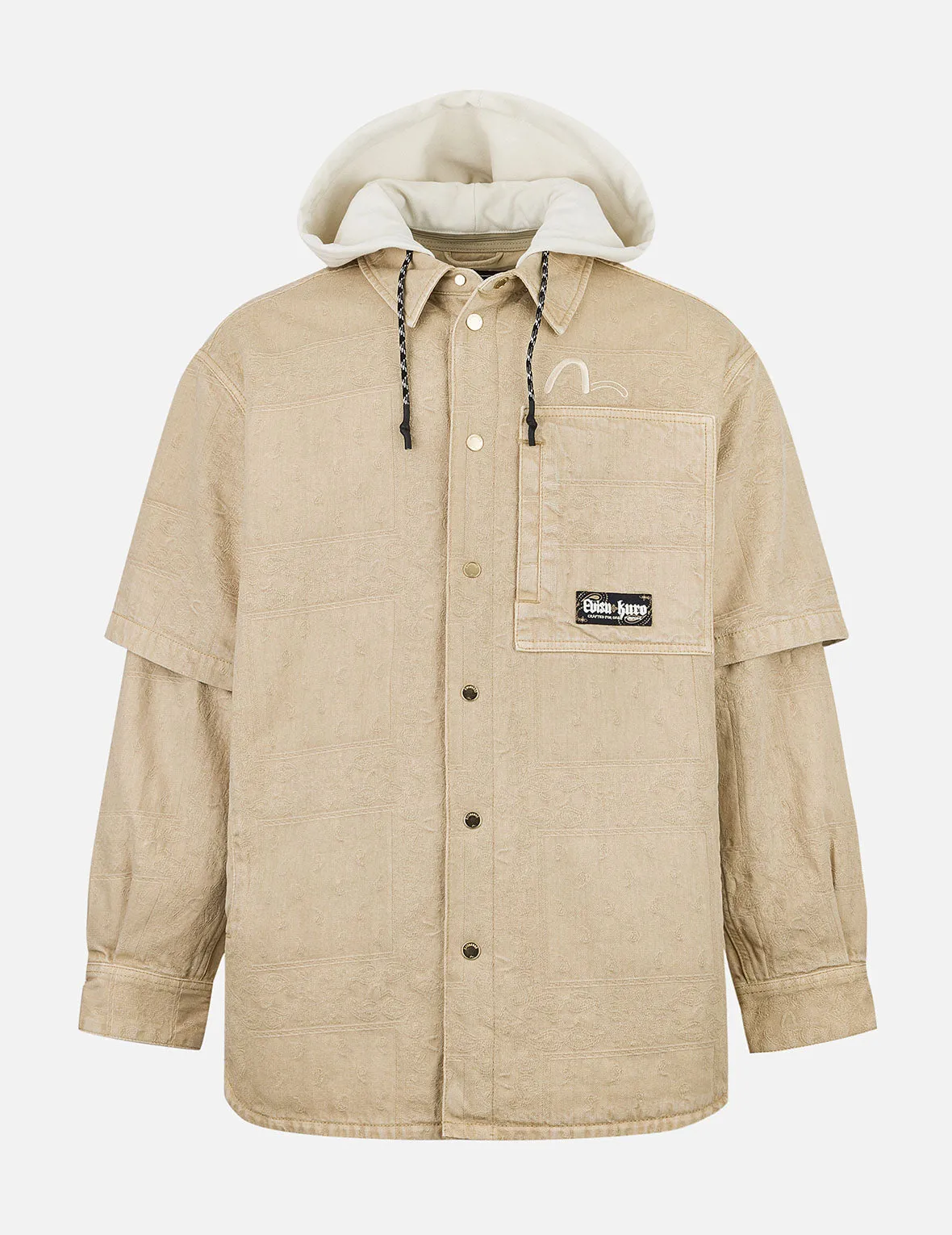 Padded Paisley Jacquard and Embroidery 2-in-1 Loose Fit Shirt Jacket sold by Evisu