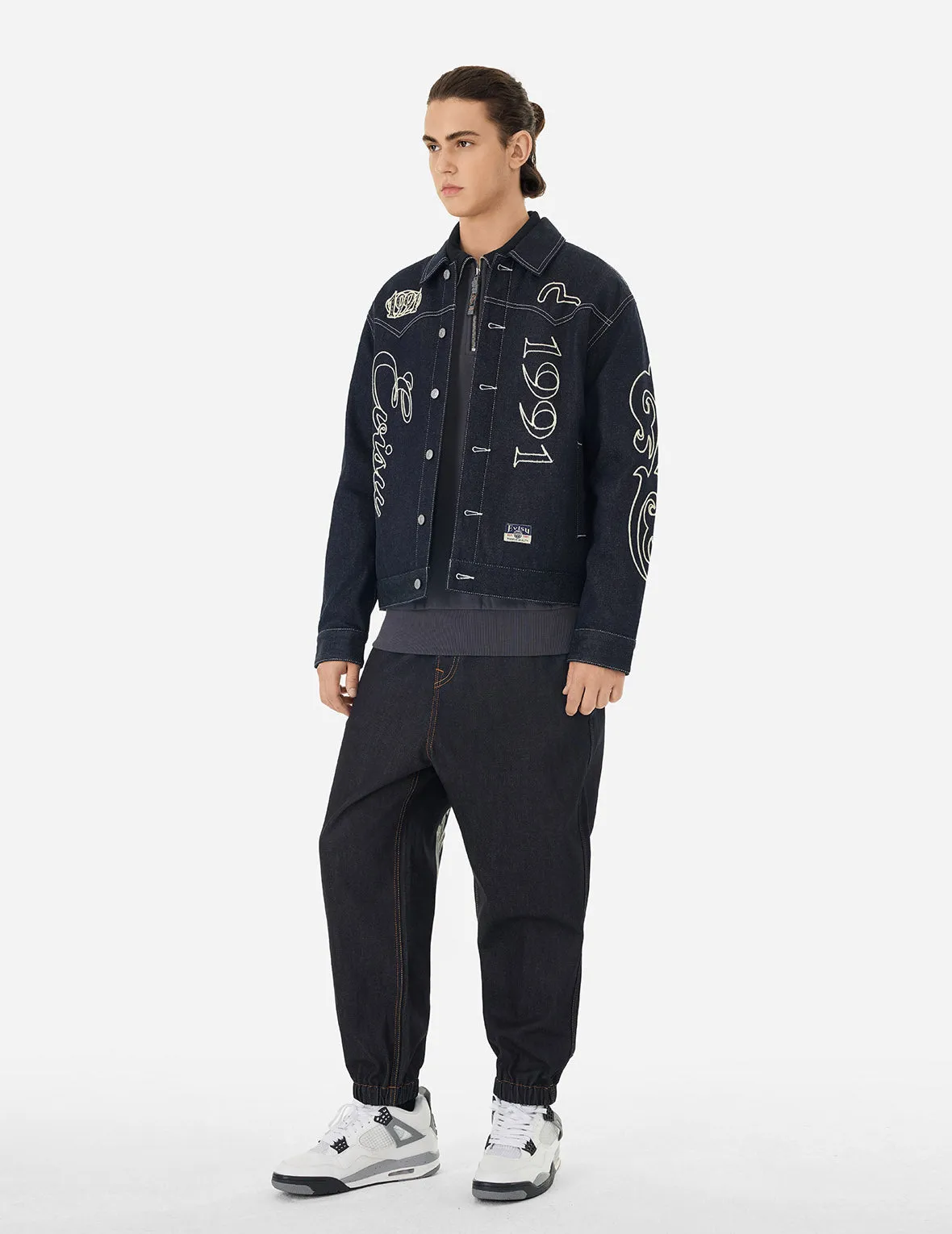 Western Style and Logo Embroidery Denim Jacket sold by Evisu product image thumbnail 4