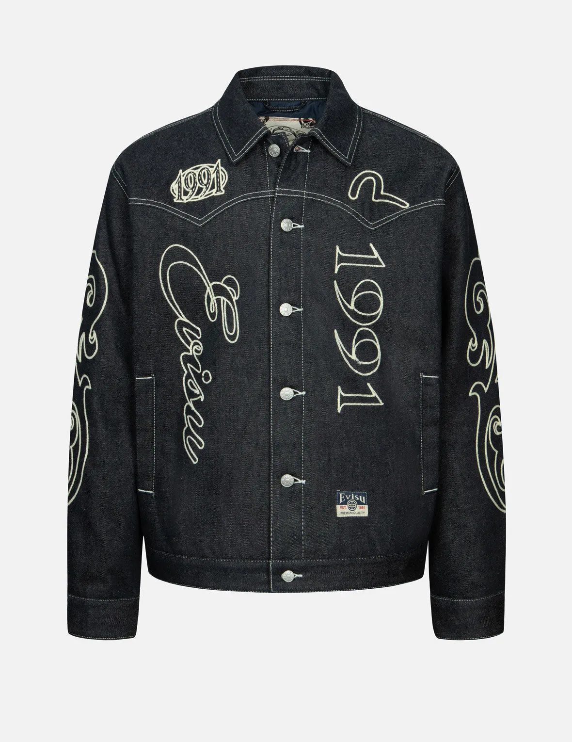 Western Style and Logo Embroidery Denim Jacket sold by Evisu