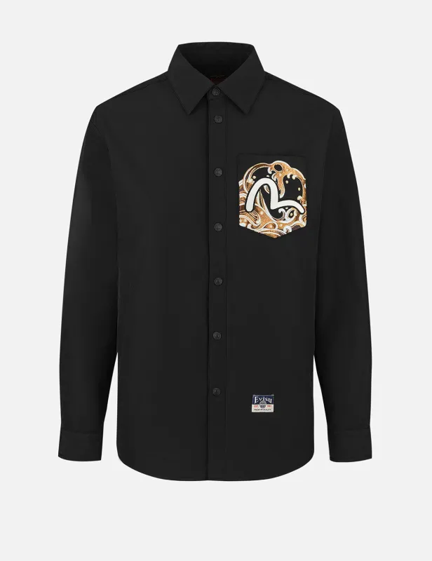 Seagull and Wave Embroidery Relax Fit Padded Shirt Jacket sold by Evisu