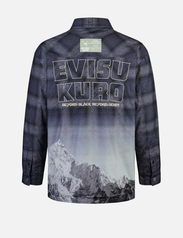Flannel Check with Snow Mountian Print Relax Fit Shirt Jacket sold by Evisu