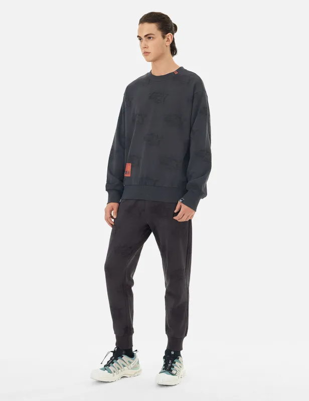 Allover Crinkle Logo Print Regular Fit Sweatpants sold by Evisu