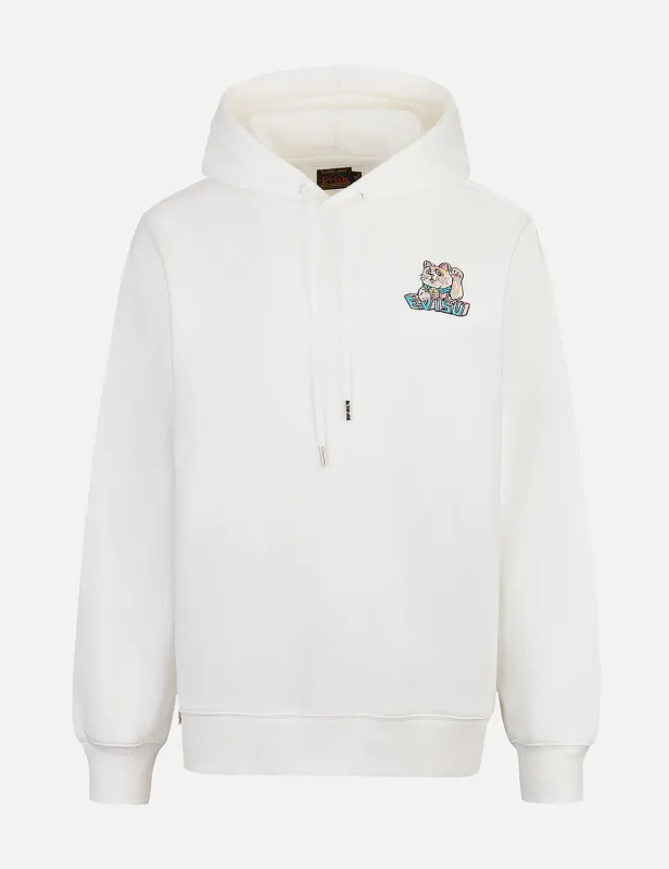 Logo and Fortune Cat Embroidery Oversized Hoodie sold by Evisu