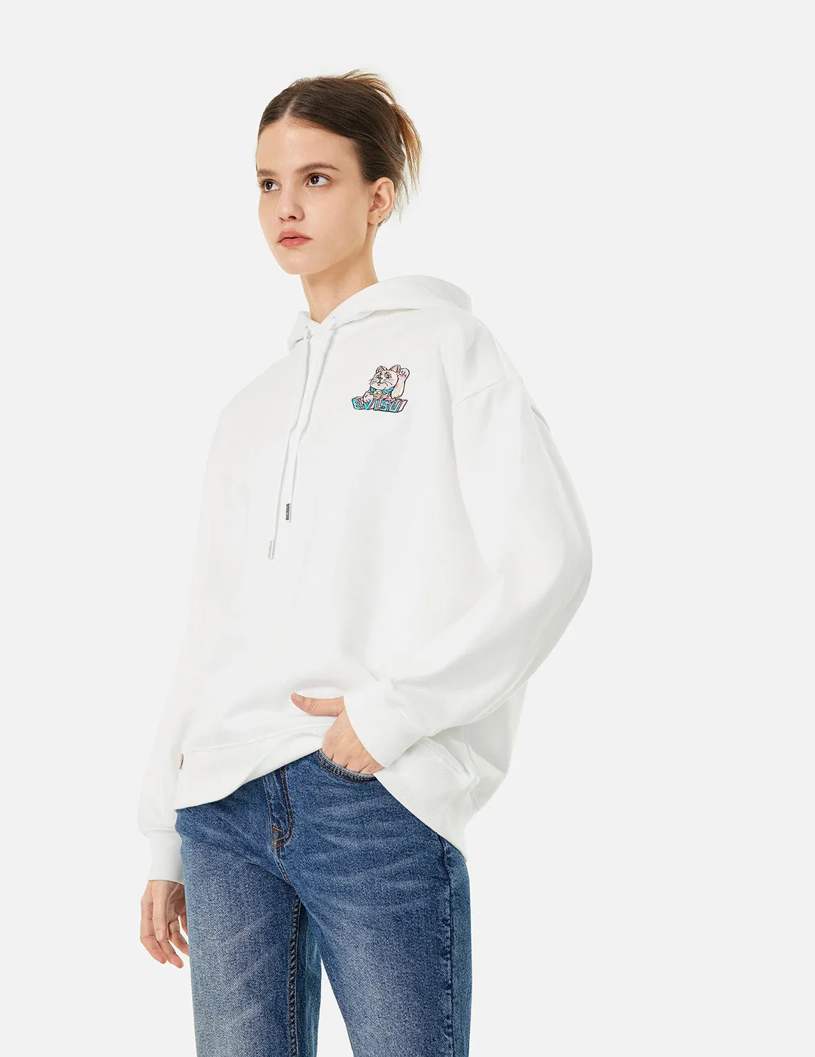 Logo and Fortune Cat Embroidery Oversized Hoodie sold by Evisu product image thumbnail 5