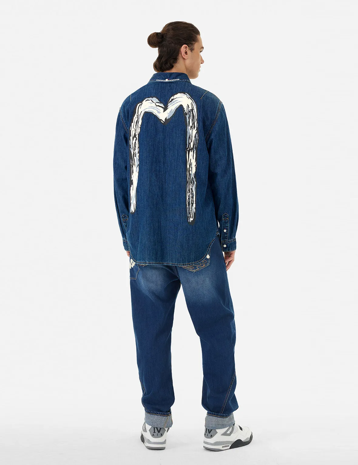Brush Daicock Print Relax Fit Denim Shirt sold by Evisu product image thumbnail 3