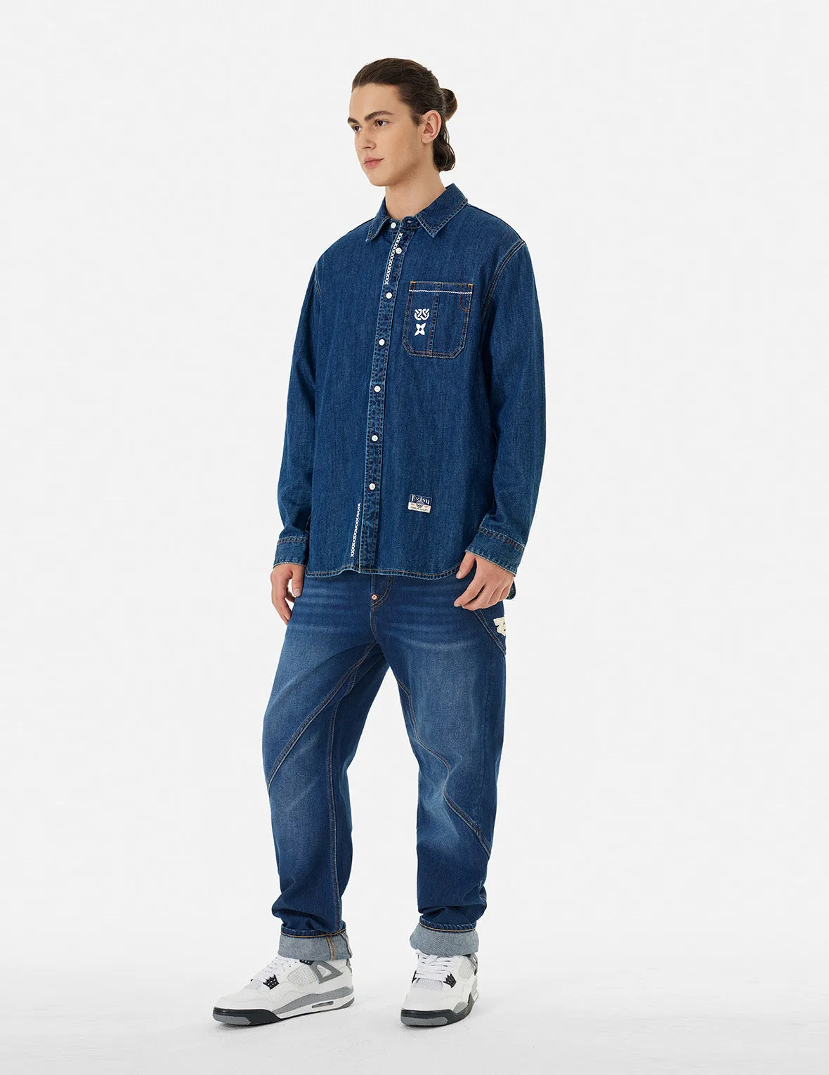 Brush Daicock Print Relax Fit Denim Shirt sold by Evisu product image thumbnail 4