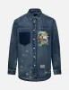 Lucky Slot Machine and Daruma Print Relax Fit Denim Shirt sold by Evisu