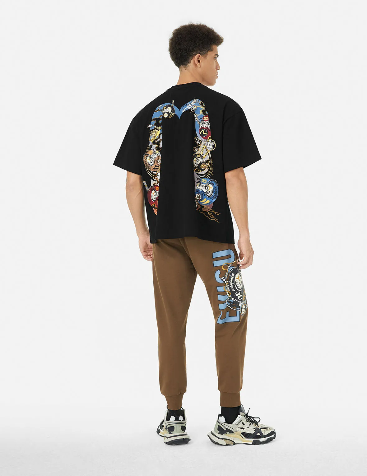 Logo and Ninja Daruma Daicock Print Loose Fit T-shirt sold by Evisu product image thumbnail 3