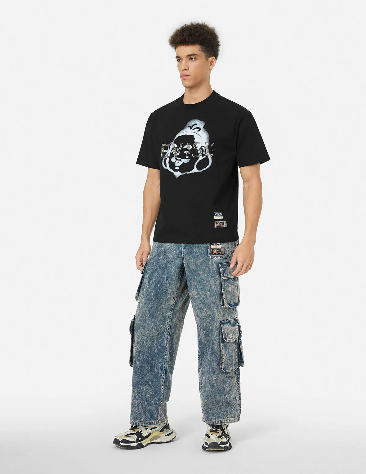 Rhinstone Logo and Godhead Print Relax Fit T-Shirt sold by Evisu product image thumbnail 3