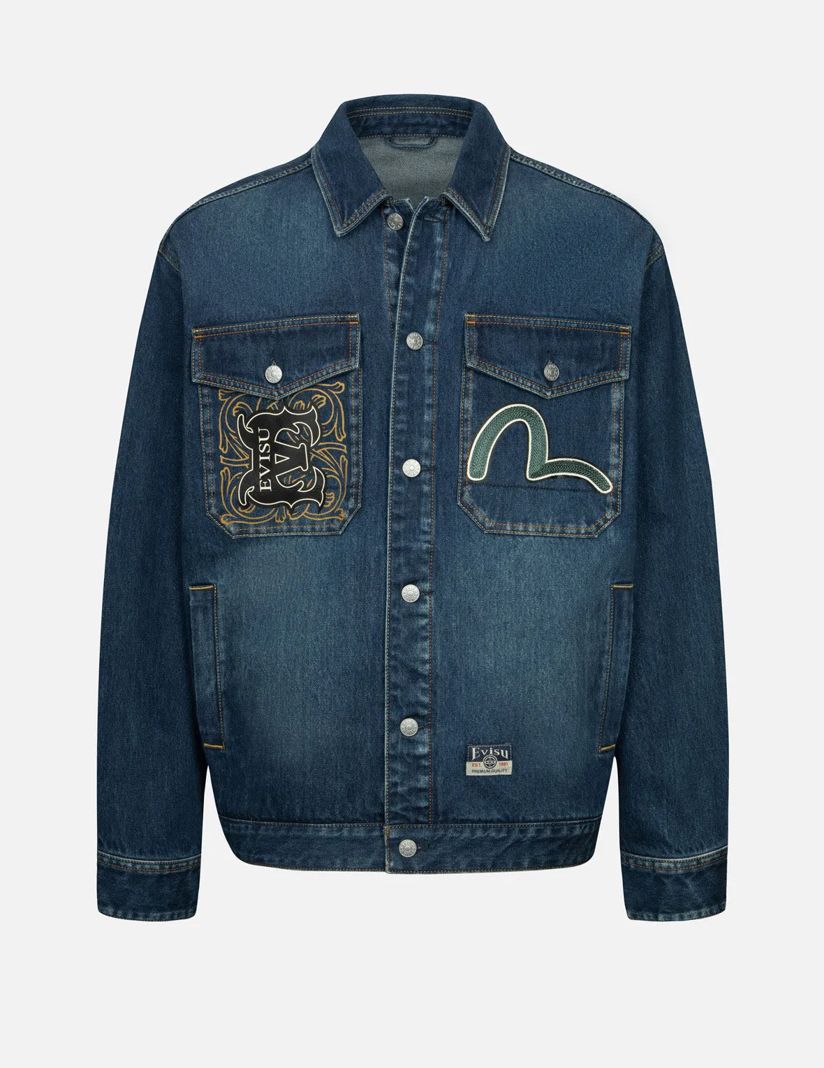 Sheridan Daicock Print and Seagull Embroidery Regular Fit Denim Shirt Jacket sold by Evisu product image thumbnail 2