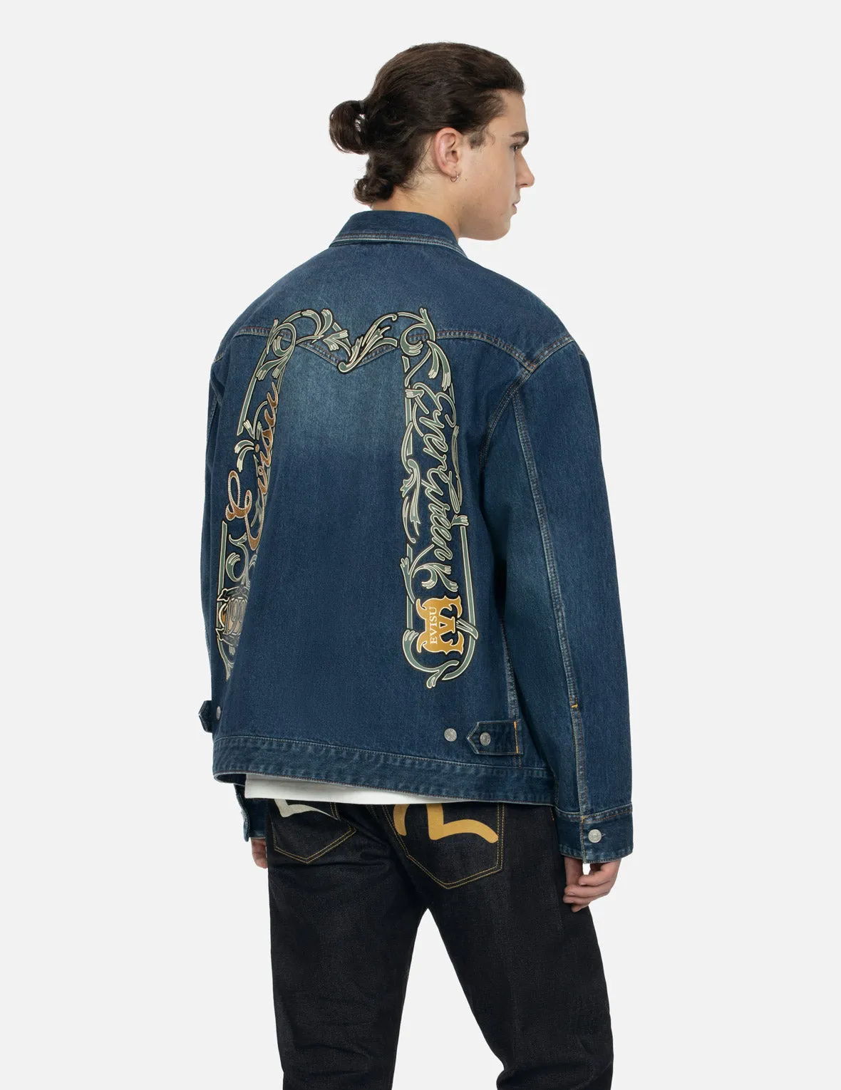 Sheridan Daicock Print and Seagull Embroidery Regular Fit Denim Shirt Jacket sold by Evisu product image thumbnail 5
